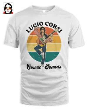 T-Shirt Unisex Lucio Corsi Cosmic Sounds - Esclusiva Chitarrista Al Tramonto