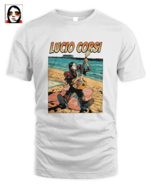Maglietta Lucio Corsi Cantante Sulla Spiaggia Unisex T-Shirt