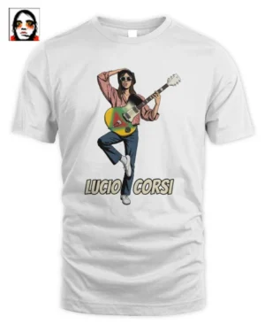Lucio Corsi T-Shirt Unisex in Puro Cotone con Grafica Retro Musician
